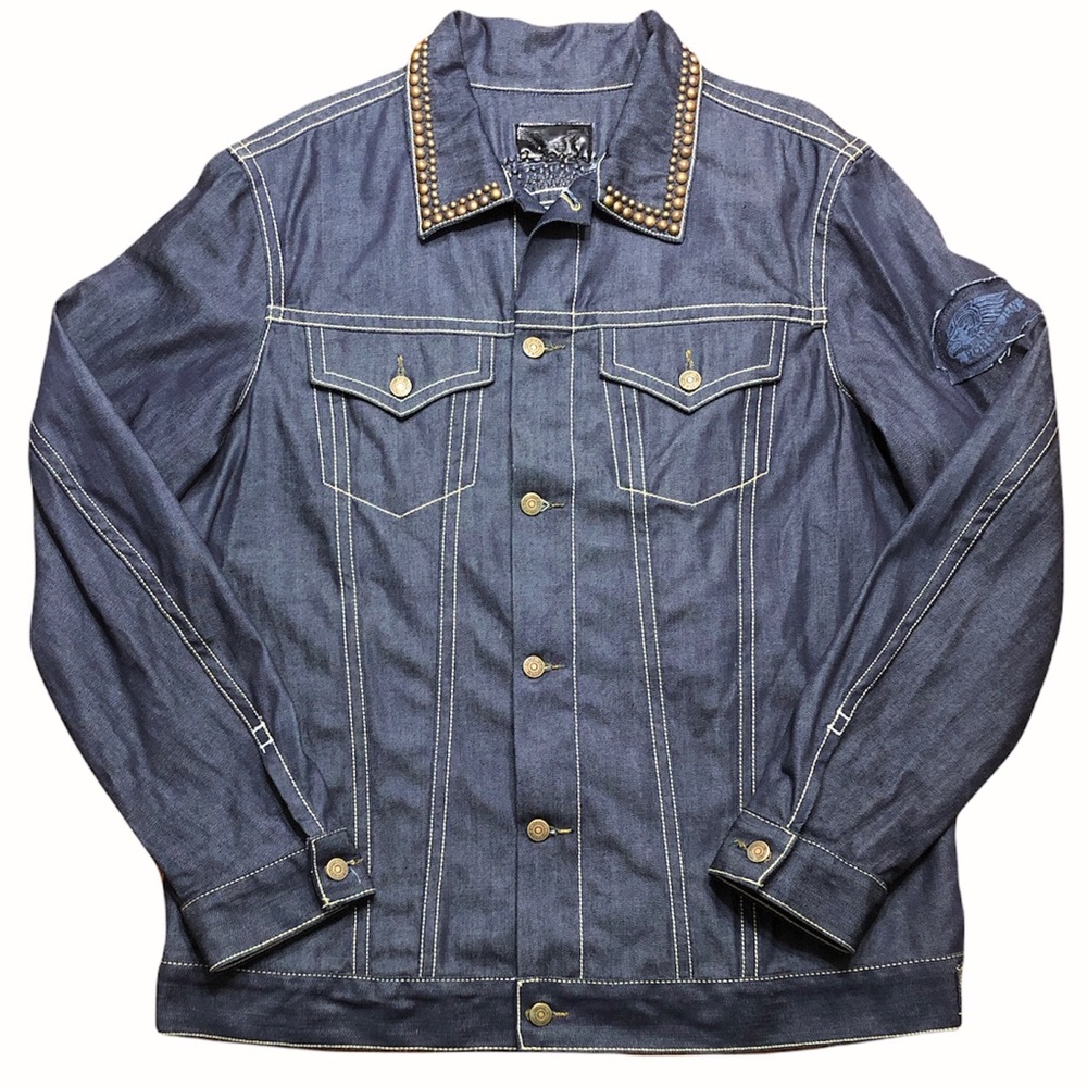 ROBIN’S JEAN Studded Dark Wash Denim Jacket Sz XXL